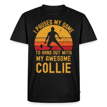 Badminton et Collie - T-shirt Premium bio Homme - noir - Devant - Nico (187cm)