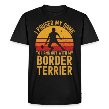 Badminton et Border Terrier - T-shirt Premium bio Homme - noir - Devant - Nico (187cm)