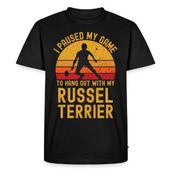 Badminton et Russel Terrier - T-shirt Premium bio Homme - noir - Devant - Nico (187cm)