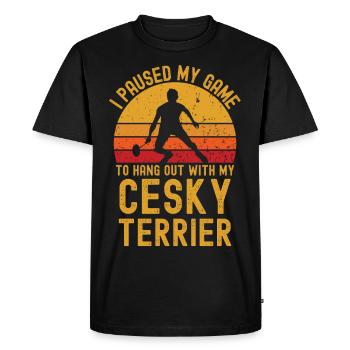 Badminton et Cesky Terrier - T-shirt Premium bio Homme - noir - Devant - Nico (187cm)