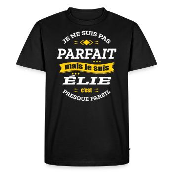 ÉLIE PARFAIT - PRENOM ÉLIE - T-shirt Premium bio Homme - noir - Devant - Nico (187cm)