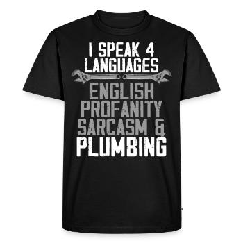 Plumbing Plumber Vintage I Speak 4 - Men's Premium Organic T-Shirt - black - Front - Nico (187cm)