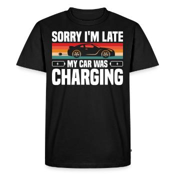 C’est drôle désolé d’être en retard ma voiture chargeait pour Elect - T-shirt Premium bio Homme - noir - Devant - Nico (187cm)