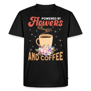 Powered by Flowers and Coffee For Florist - Men's Premium Organic T-Shirt - black - Front - Nico (187cm)