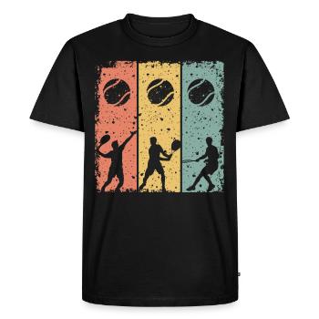 Tennis Rétro - T-shirt Premium bio Homme - noir - Devant - Nico (187cm)