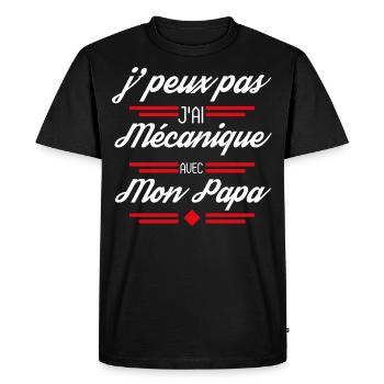 J Peux Pas J Ai Mécanique avec Mon Papa rouge - T-shirt Premium bio Homme - noir - Devant - Nico (187cm)