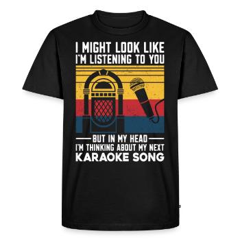 Karaoké Singer Vintage Retro I - T-shirt Premium bio Homme - noir - Devant - Nico (187cm)