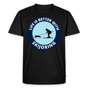Chien Skijoring Sports d’hiver extrêmes Course de ski - T-shirt Premium bio Homme - noir - Devant - Nico (187cm)