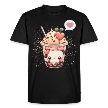 Kawaii Boba Tea for Valentine's Day Bubble Tea Hearts - Men's Premium Organic T-Shirt - black - Front - Nico (187cm)