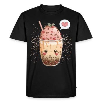Kawaii Boba Tea for Valentine's Day Bubble Tea Hearts - Men's Premium Organic T-Shirt - black - Front - Nico (187cm)