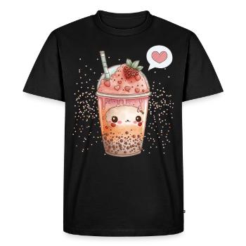 Kawaii Boba Tea for Valentine's Day Bubble Tea Hearts - Men's Premium Organic T-Shirt - black - Front - Nico (187cm)