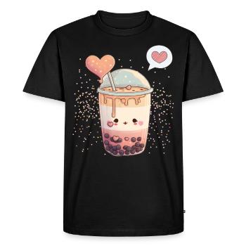 Kawaii Boba Tea for Valentine's Day Bubble Tea Hearts - Men's Premium Organic T-Shirt - black - Front - Nico (187cm)