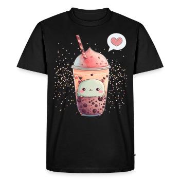 Kawaii Boba Tea for Valentine's Day Bubble Tea Hearts - Men's Premium Organic T-Shirt - black - Front - Nico (187cm)