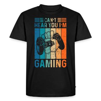Je ne peux pas vous entendre Je suis contrôleur de jeu Citation de joueur - T-shirt Premium bio Homme - noir - Devant - Nico (187cm)