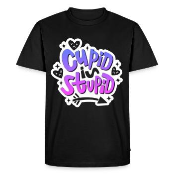 Tenue anti-Saint-Valentin - Cupidon est stupide - T-shirt Premium bio Homme - noir - Devant - Nico (187cm)