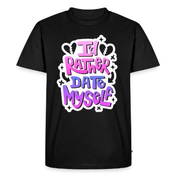 Tenue anti-Saint-Valentin - Je préfère sortir avec moi - T-shirt Premium bio Homme - noir - Devant - Nico (187cm)