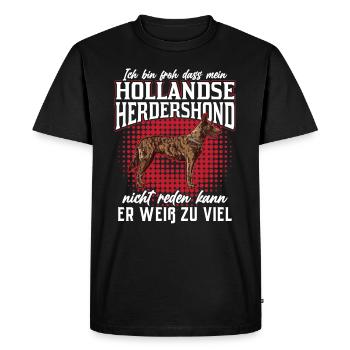 Mon Hollandse Herdershond en sait trop - T-shirt Premium bio Homme - noir - Devant - Nico (187cm)