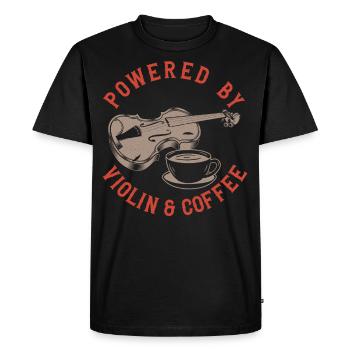 Violin Violinist Coffee Powered By - Men's Premium Organic T-Shirt - black - Front - Nico (187cm)