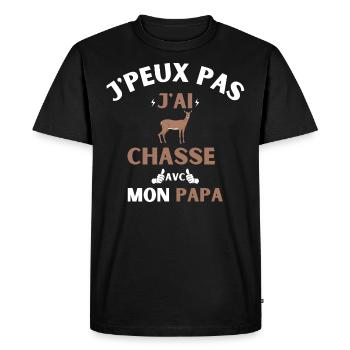 J'peux Pas J'ai chasse avec mon Papa cadeau chasse - T-shirt Premium bio Homme - noir - Devant - Nico (187cm)