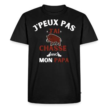 j peux pas j ai chasse avec mon papa - T-shirt Premium bio Homme - noir - Devant - Nico (187cm)
