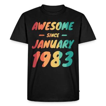 Né 1983 Année de naissance Date de naissance - T-shirt Premium bio Homme - noir - Devant - Nico (187cm)
