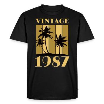 Année de naissance 1987 Année de naissance Date de naissance Vintage - T-shirt Premium bio Homme - noir - Devant - Nico (187cm)