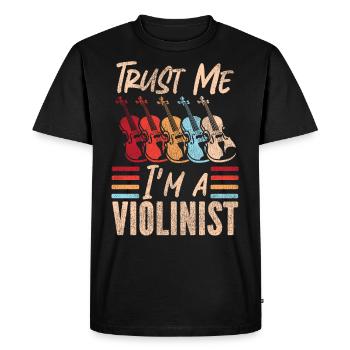Violon Violoniste Rétro Vintage - T-shirt Premium bio Homme - noir - Devant - Nico (187cm)