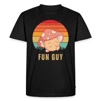 Fun Guy Retro Sunset - Men's Premium Organic T-Shirt - black - Front - Nico (187cm)