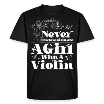 Violoniste Violoniste Fille Jamais - T-shirt Premium bio Homme - noir - Devant - Nico (187cm)