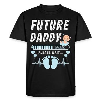 Future daddy please wait funny lovely dads quote - Men's Premium Organic T-Shirt - black - Front - Nico (187cm)
