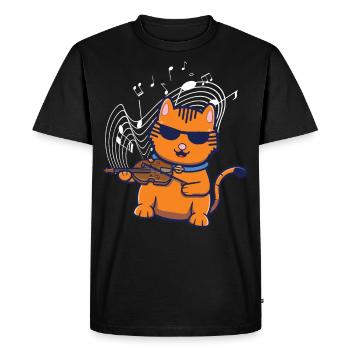 Violon Violoniste Jazz Cat - T-shirt Premium bio Homme - noir - Devant - Nico (187cm)
