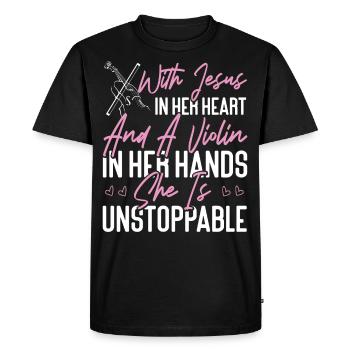 Violoniste Violoniste Jesus Faith - T-shirt Premium bio Homme - noir - Devant - Nico (187cm)
