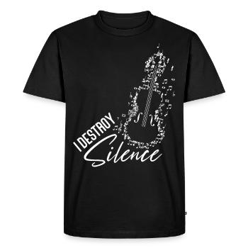 Violoniste de violon I Destroy Silence - T-shirt Premium bio Homme - noir - Devant - Nico (187cm)