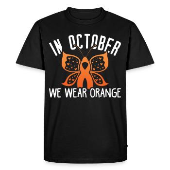 In October We Wear Orange For ADHD Awareness Month - Men's Premium Organic T-Shirt - black - Front - Nico (187cm)