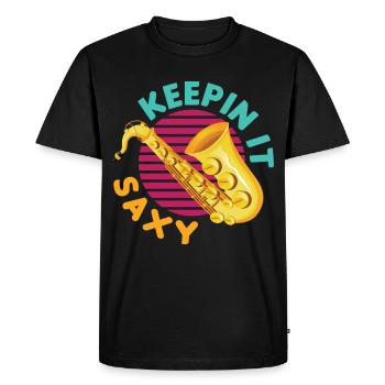 Keepin' It Saxy Funny pour saxophoniste - T-shirt Premium bio Homme - noir - Devant - Nico (187cm)