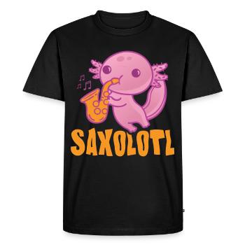 Saxolotl Funny Saxophone Player pour musicien de jazz - T-shirt Premium bio Homme - noir - Devant - Nico (187cm)