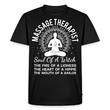 Massage Therapist Soul Of A Witch The Fire Of A Li - Men's Premium Organic T-Shirt - black - Front - Nico (187cm)