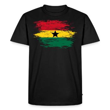 Drapeau de la carte du Ghana utilisé - T-shirt Premium bio Homme - noir - Devant - Nico (187cm)