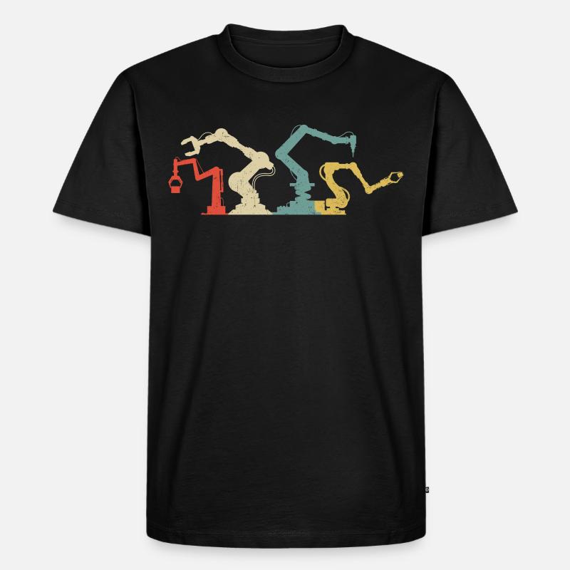 Robot Robotics Engineer Retro - Männer Premium Bio T-Shirt - Schwarz