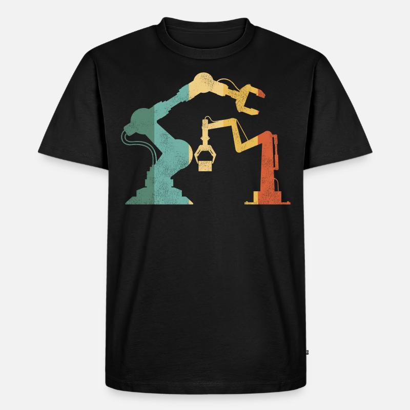 Robot Robotics Engineer Retro - Männer Premium Bio T-Shirt - Schwarz