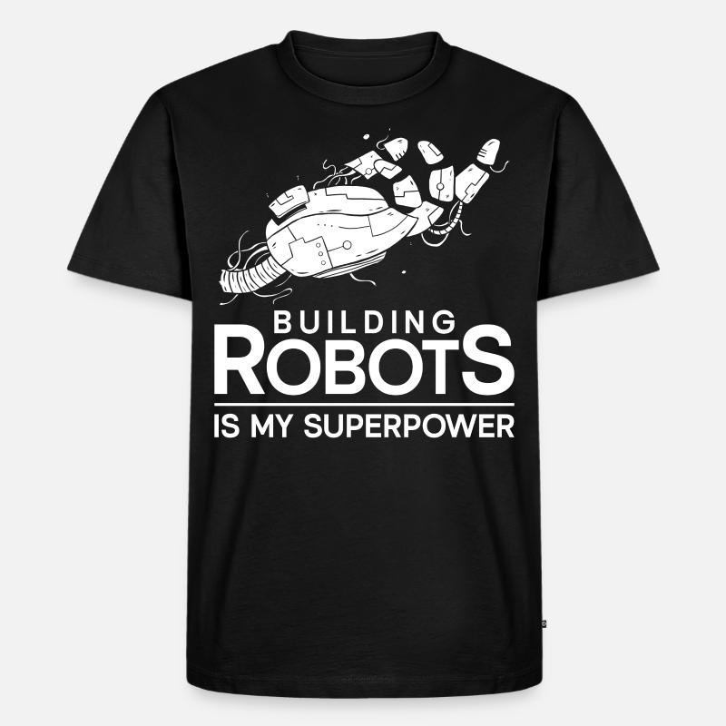 Robot Robotics Engineer Building - Männer Premium Bio T-Shirt - Schwarz