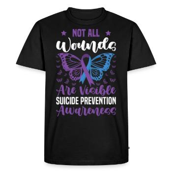 Toutes les blessures ne sont pas visibles Prévention du suicide en guerre - T-shirt Premium bio Homme - noir - Devant - Nico (187cm)