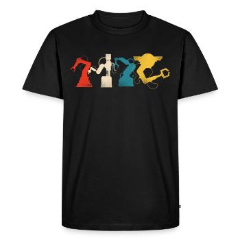 Robot Robotique Ingénieur Rétro - T-shirt Premium bio Homme - noir - Devant - Nico (187cm)