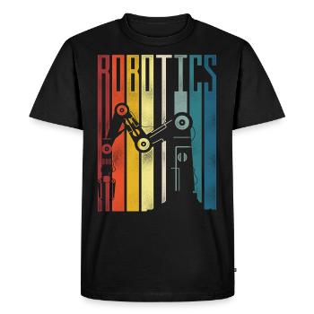 Robot Robotique Ingénieur Rétro - T-shirt Premium bio Homme - noir - Devant - Nico (187cm)