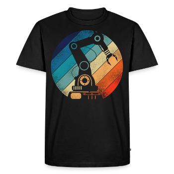 Robot Robotique Ingénieur Rétro - T-shirt Premium bio Homme - noir - Devant - Nico (187cm)