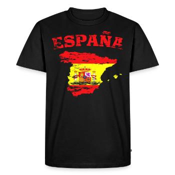 Carte du drapeau de l’Espagne utilisée - T-shirt Premium bio Homme - noir - Devant - Nico (187cm)