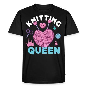 Knitting Knitter Girl Knitting - Men's Premium Organic T-Shirt - black - Front - Nico (187cm)