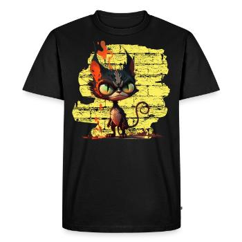 Funny cat - Men's Premium Organic T-Shirt - black - Front - Nico (187cm)