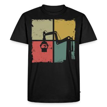 Robot Robotique Ingénieur Rétro - T-shirt Premium bio Homme - noir - Devant - Nico (187cm)