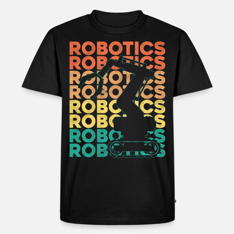 Robot Robotics Engineer Retro - Männer Premium Bio T-Shirt - Schwarz